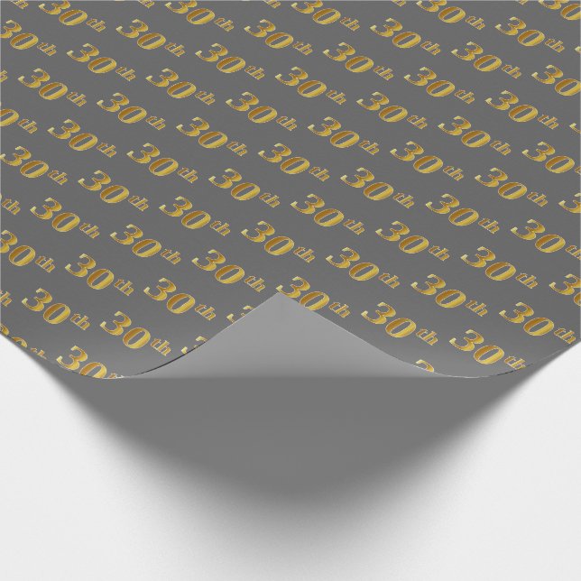 Papier Cadeau Gray, Faux Gold 30e (Trentième) Événement (Coin)