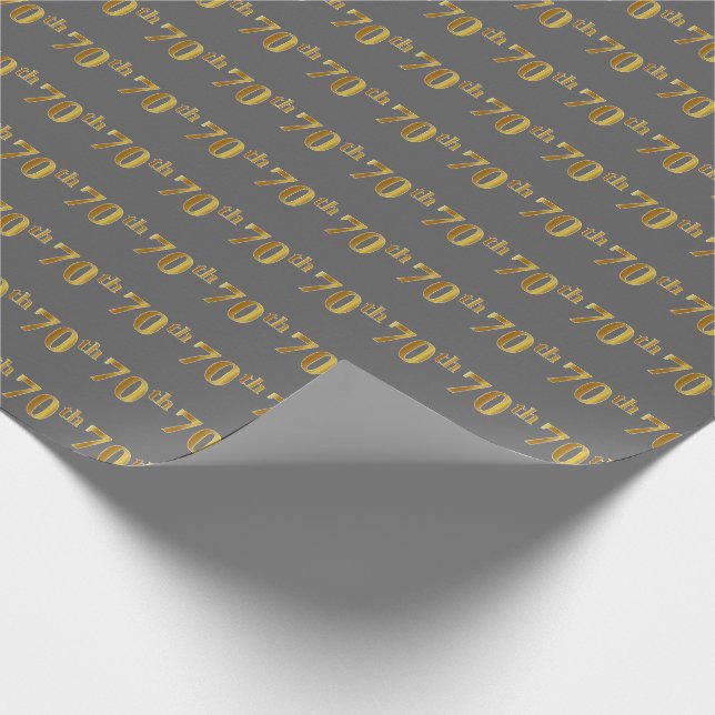 Papier Cadeau Gray, Faux Gold 70th (Seveneth) (Coin)
