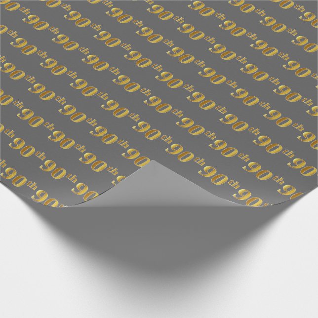 Papier Cadeau Gray, Faux Gold 90e (Ninetieth) (Coin)