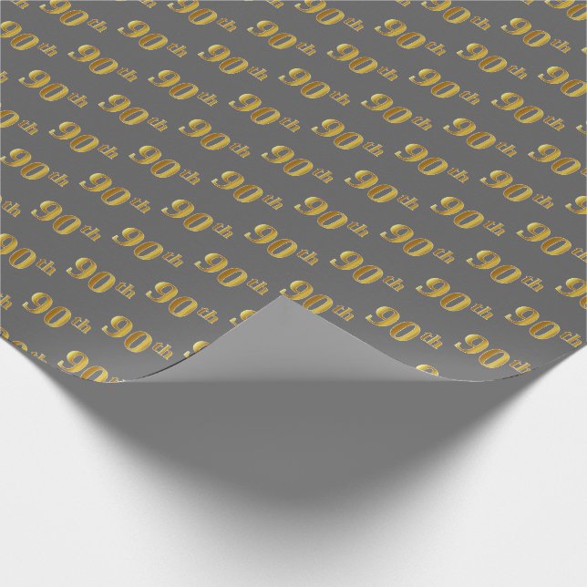 Papier Cadeau Gray, Faux Gold 90e (Ninetieth) (Coin)