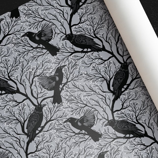 Papier Cadeau Gray Gothique hiver Berry Ravages Noël (Créateur téléchargé)