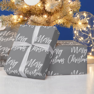 Papier Cadeau Gray Joyeux Noël Calligraphie
