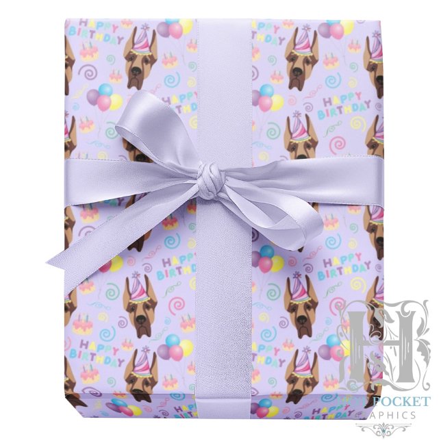 Papier Cadeau Great Dane Wrapping Paper in Purple (Créateur téléchargé)