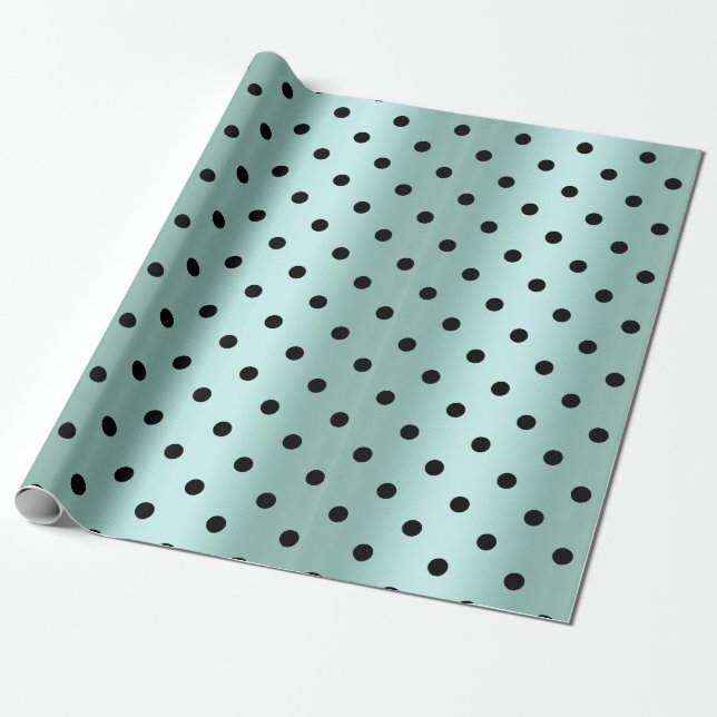 Papier Cadeau Green Black Spot ÉLÉGANT ANNIVERSAIRE MARIAGE WRAP (Déroulé)