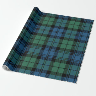 Papier Cadeau Green Blue Check Plaid Rustic Classic Tartan