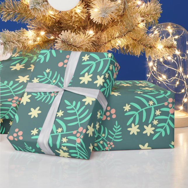 Papier Cadeau Green Botanica Noël Moderne Minimal (Vacances)