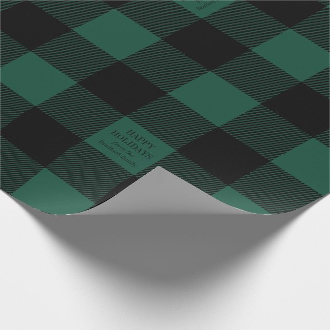 Papier Cadeau Green Buffalo Check Plaid Fête Personnalisée (Coin)