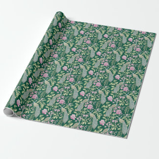Papier Cadeau Green Chinoiserie paon floral élégant découpage