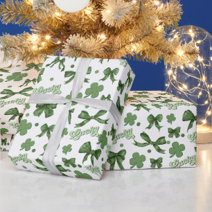 Papier Cadeau Green Coquette Lucky St Patrick's Day Motif