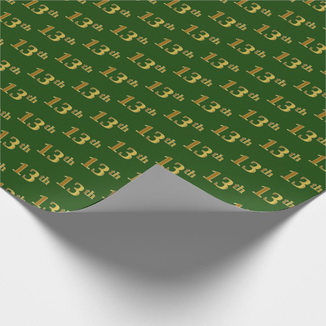 Papier Cadeau Green, Faux Gold 13ème (treizième) événement (Coin)