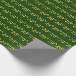 Papier Cadeau Green, Faux Gold 20th (Vingtième) Event