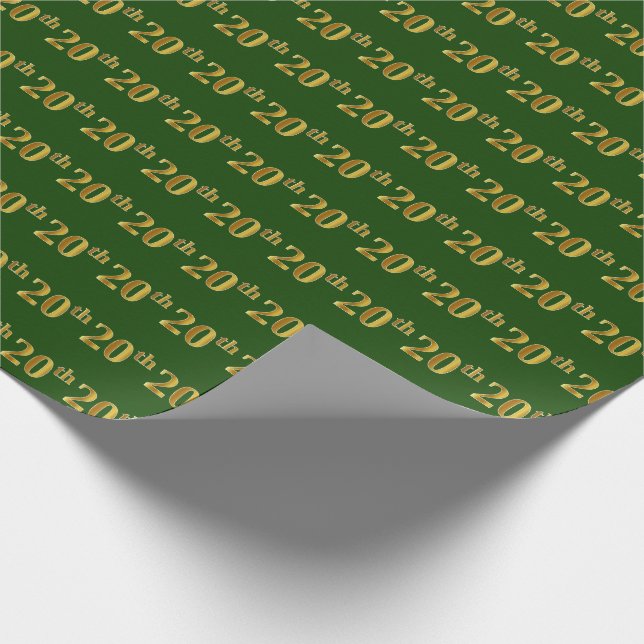 Papier Cadeau Green, Faux Gold 20th (Vingtième) Event (Coin)