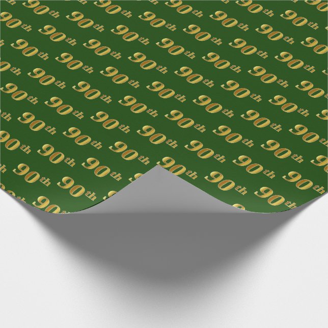 Papier Cadeau Green, Faux Gold 90e (Ninetieth) (Coin)