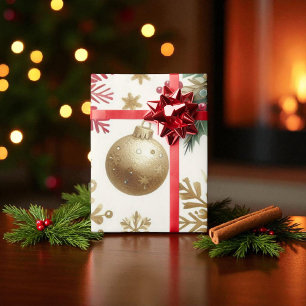 Papier Cadeau Green Gold Snowflake Holiday Luxe Aquarelle
