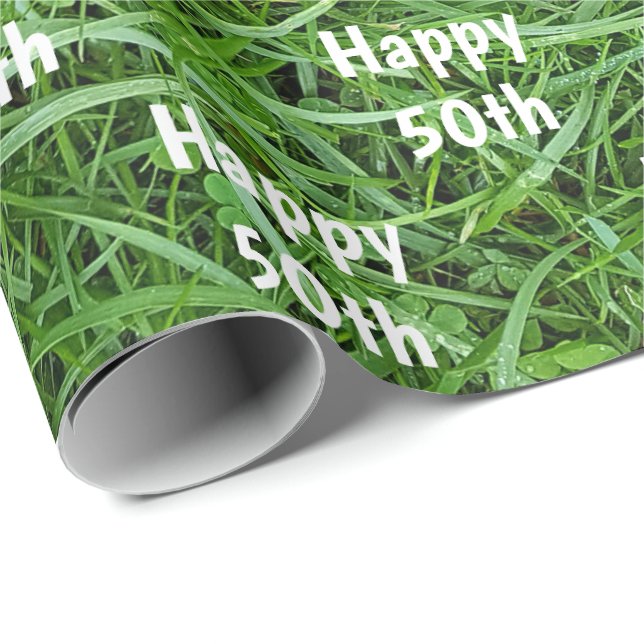 Papier Cadeau Green Grass 50e anniversaire (Coin rond)
