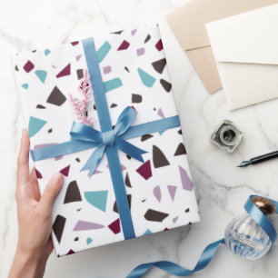 Papier Cadeau Green Grey Abstrait Terrazzo Mosaic Pierre Motif