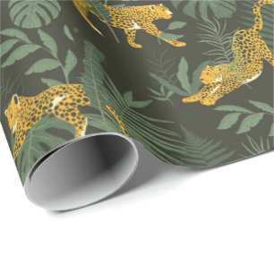 Papier Cadeau Green Leopard Jungle Safari envelopper papier roul