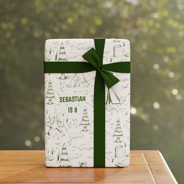 Papier Cadeau Green Nature Trees Smore Camping Camping Anniversa (Green Nature Trees Smore Campfire Camping Birthday Wrapping Paper)