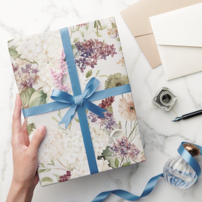 Papier Cadeau Green Plaid Stripes Burgundy Cream Flowers Birthda (Cadeaux)