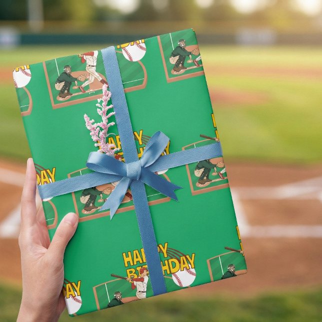 Papier Cadeau Green Sporty Baseball Anniversaire cadeau (Créateur téléchargé)