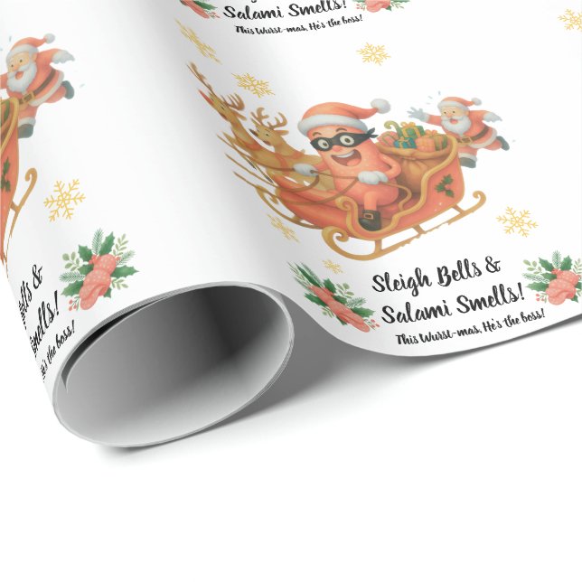 Papier Cadeau Grelots et odeurs de salami ! (Coin rond)