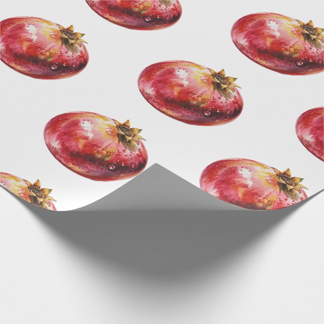 Papier Cadeau Grenade de fruit aquarelle tendance moderne (Coin)