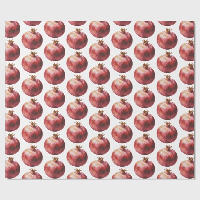 Papier Cadeau Grenade de fruit aquarelle tendance moderne (Plat)