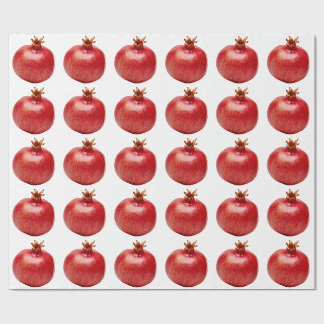 Papier Cadeau Grenade Rouge Entière Fraîche Fruit Alimentation S (Plat)