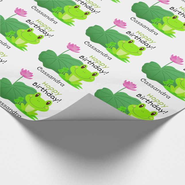 Papier Cadeau Grenouille Anniversaire Pun Lotus Leaf Nom de la f (Coin)