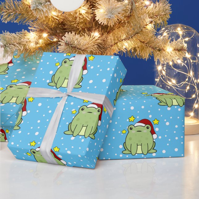 Papier Cadeau Grenouille de Noël (Vacances)