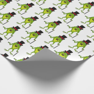 Papier Cadeau Grenouille drôle avec chapeau haut-de-forme dessin