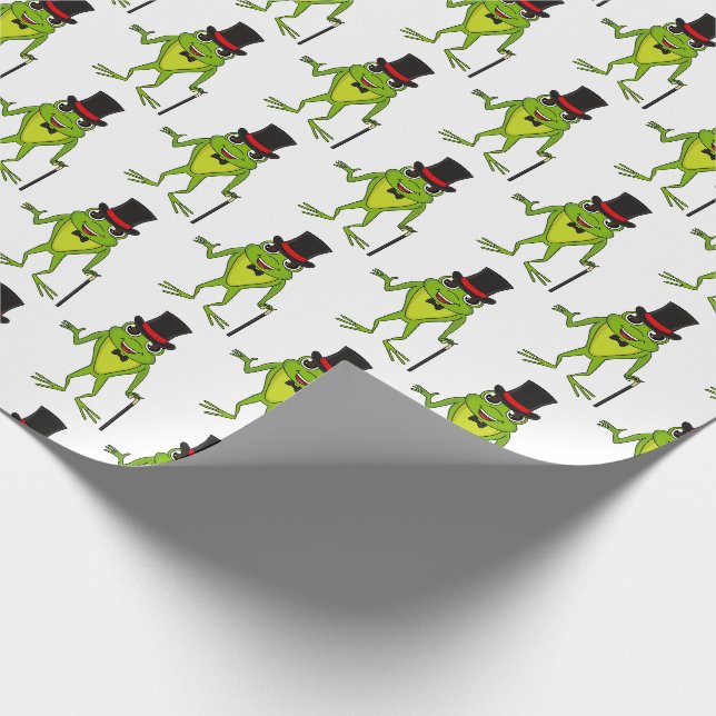 Papier Cadeau Grenouille drôle avec chapeau haut-de-forme dessin (Coin)