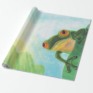Papier Cadeau Grenouille verte attrapant les rayons du soleil