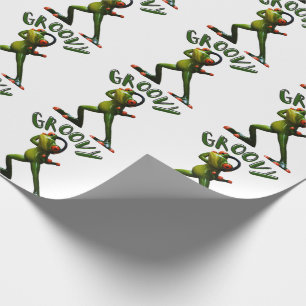 Papier Cadeau Grenouille verte groovy