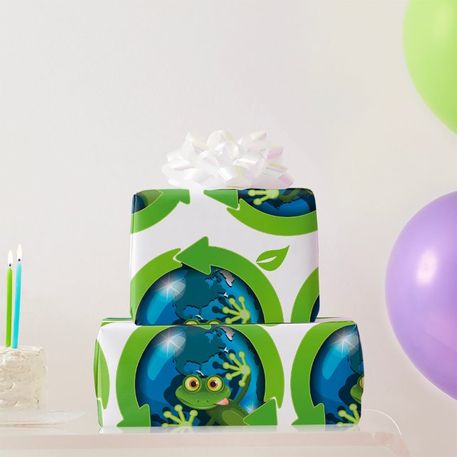 Papier Cadeau Grenouille verte Terre (Créateur téléchargé)