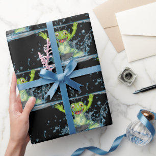 Papier Cadeau Grenouilles À Sauter Dans L'Eau