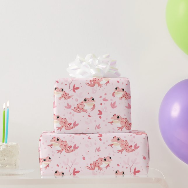 Papier Cadeau Grenouilles roses (Cadeaux de fête)