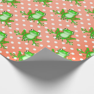 Papier Cadeau Grenouilles vertes sur les Pois