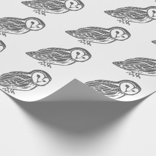 Papier Cadeau Grey and White Barn Owls Pattern Wrapping Paper
