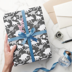 Papier Cadeau Grey Dino Motif D Grey BG
