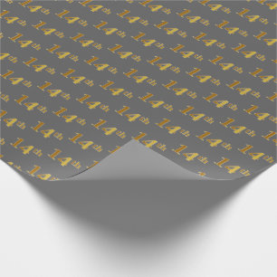 Papier Cadeau Grey, Faux Gold 14e (quatorzième) événement