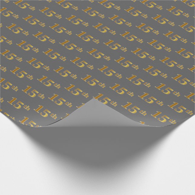 Papier Cadeau Grey, Faux Gold 15e (quinzième) Événement (Coin)