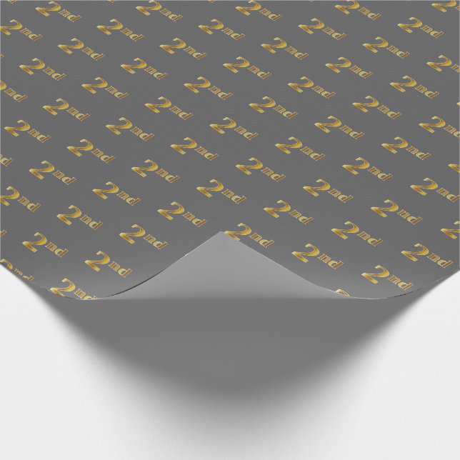 Papier Cadeau Grey, Faux Gold 2e (deuxième) Enveloppement d'évén (Coin)