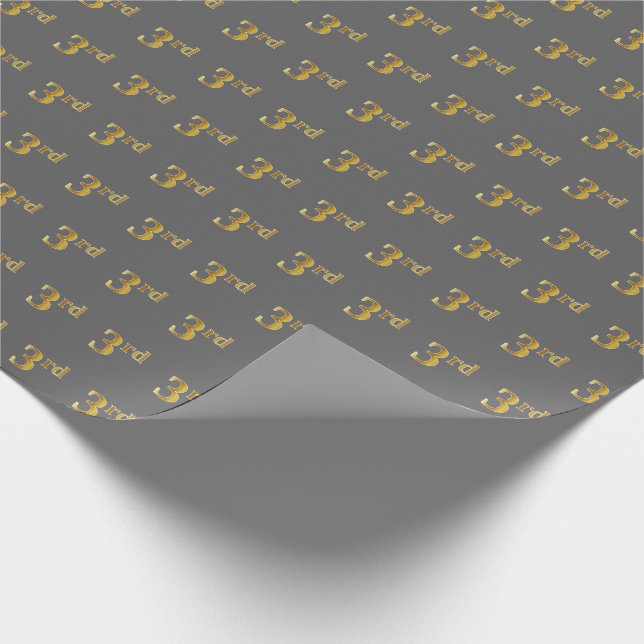 Papier Cadeau Grey, Faux Gold 3e (troisième) Enveloppement de pa (Coin)