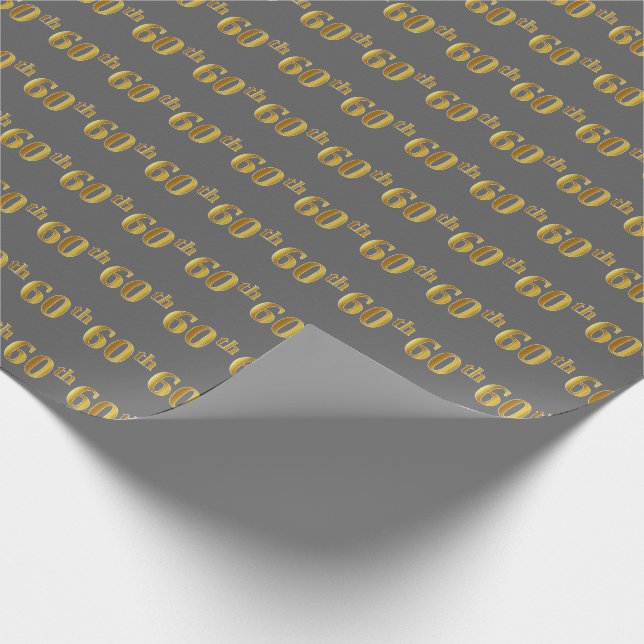 Papier Cadeau Grey, Faux Gold 60e (Soixantième) Événement (Coin)