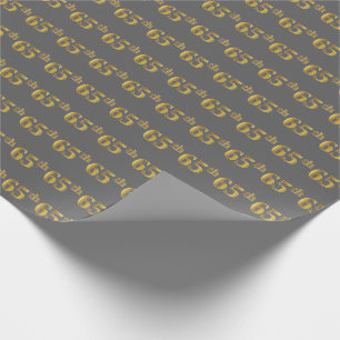 Papier Cadeau Grey, Faux Gold 65e (Soixante-cinquième)