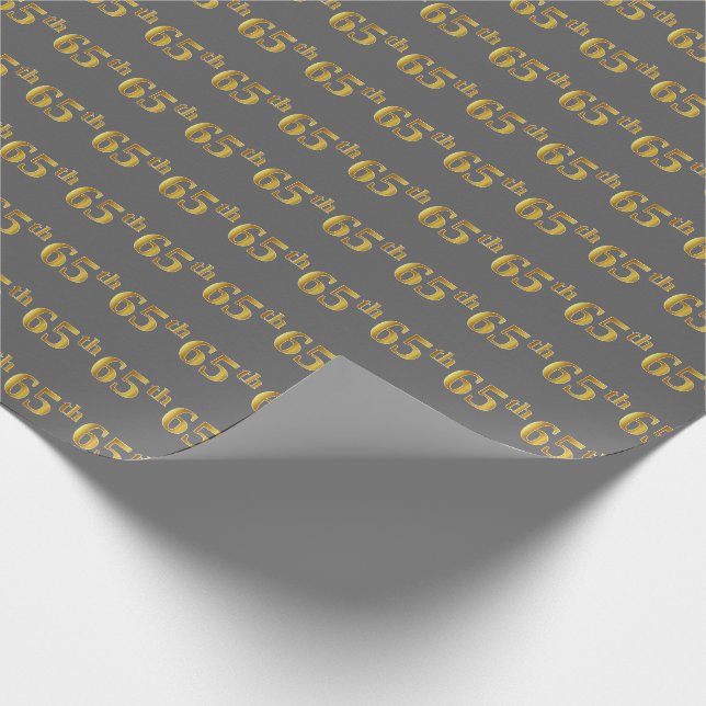 Papier Cadeau Grey, Faux Gold 65e (Soixante-cinquième) (Coin)