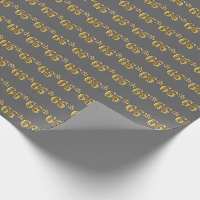 Papier Cadeau Grey, Faux Gold 66e (Soixante-sixième) Événement (Coin)