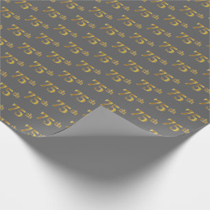 Papier Cadeau Grey, Faux Gold 75e (Soixante-quinzième)