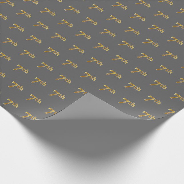 Papier Cadeau Grey, Faux Gold 7th (Septième) Event Wrapper Paper (Coin)